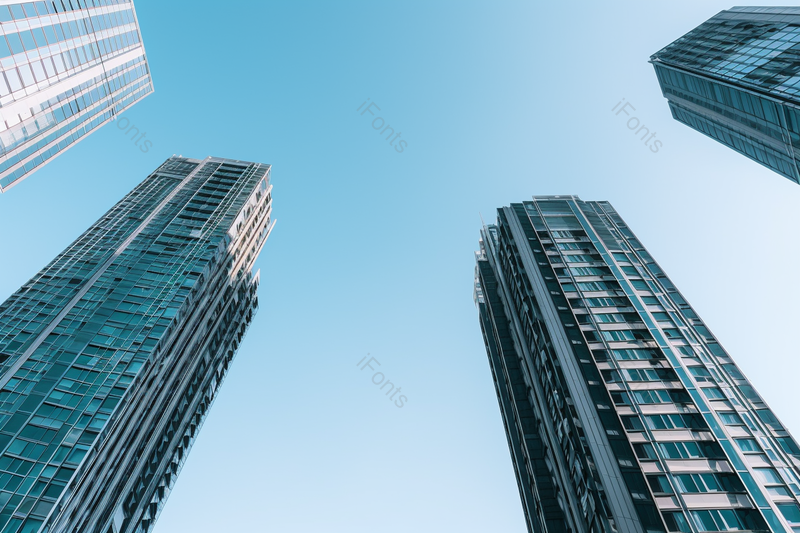 实拍商务城市都市蓝色玻璃幕墙摩天大楼写字楼办公商业仰视摄影,高清,摄影图,摄影图片,图片大全,摄影图免费下载
